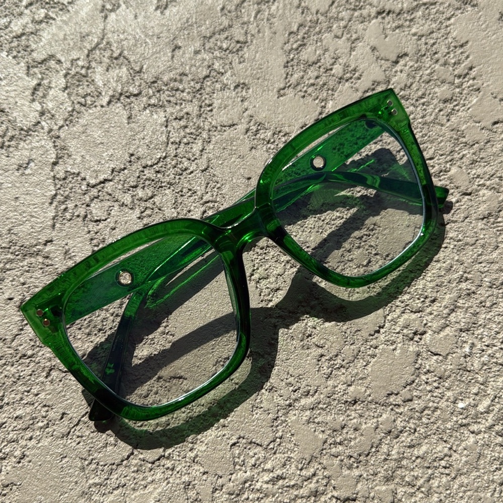 Green Square Frame Glasses - Non Prescription